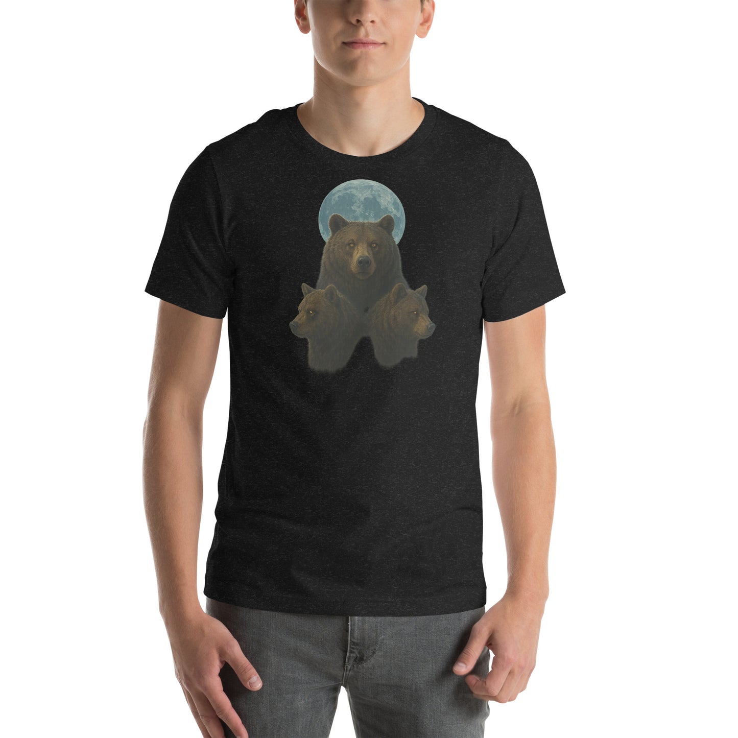 Flat lay of Three Bears Unisex T-Shirt – vintage-inspired triple bear graphic streetwear shirt.
