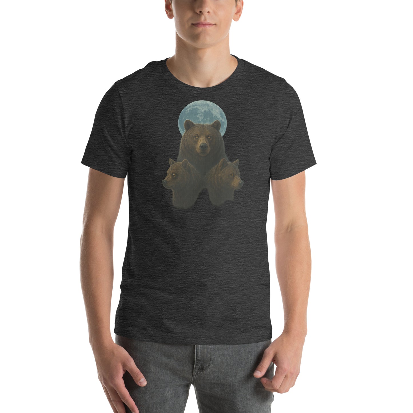Flat lay of Three Bears Unisex T-Shirt – vintage-inspired triple bear graphic streetwear shirt.