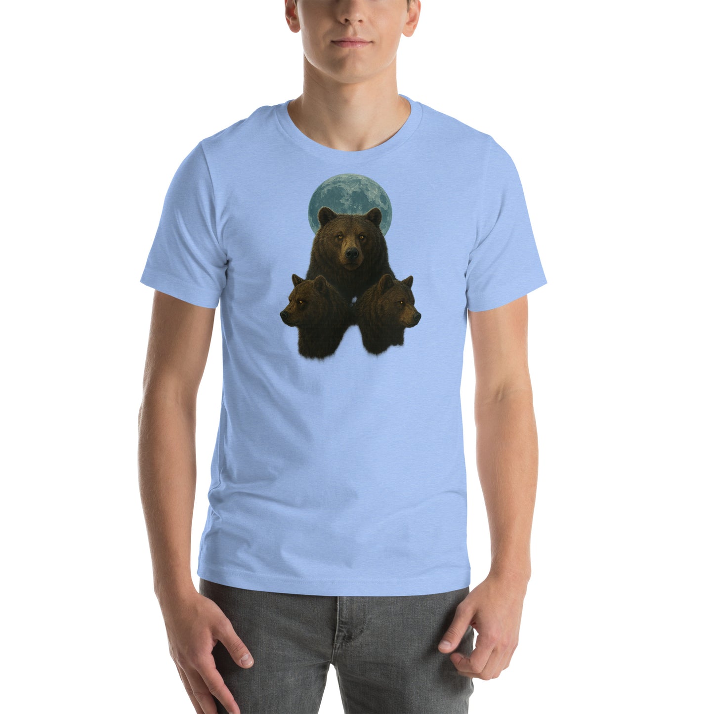 Flat lay of Three Bears Unisex T-Shirt – vintage-inspired triple bear graphic streetwear shirt.