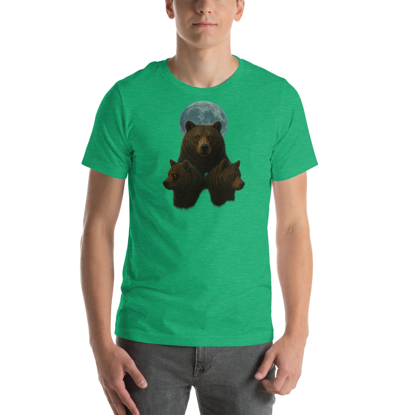 Flat lay of Three Bears Unisex T-Shirt – vintage-inspired triple bear graphic streetwear shirt.