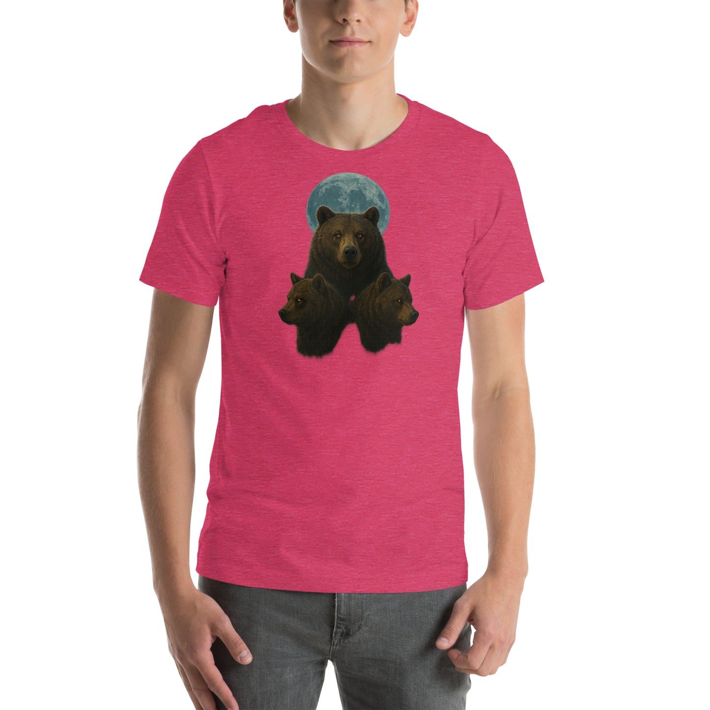 Flat lay of Three Bears Unisex T-Shirt – vintage-inspired triple bear graphic streetwear shirt.