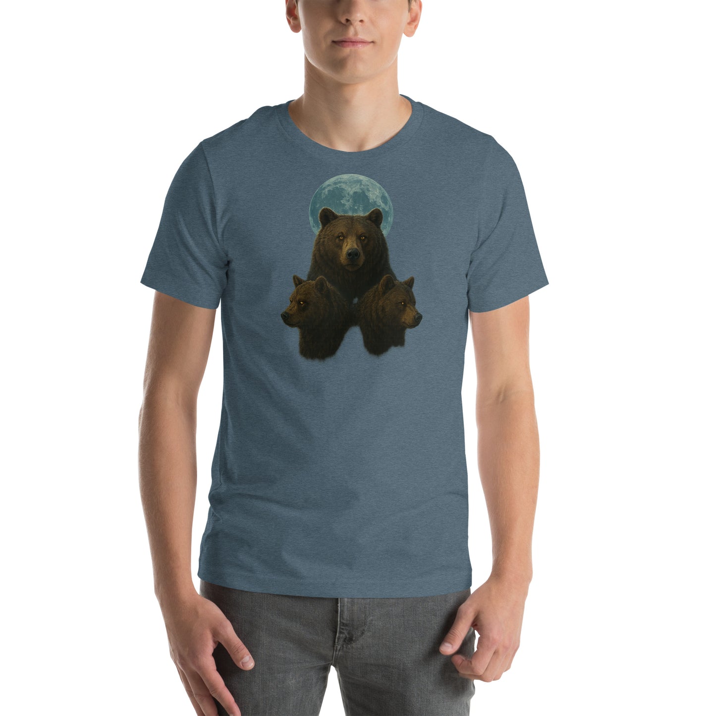 Flat lay of Three Bears Unisex T-Shirt – vintage-inspired triple bear graphic streetwear shirt.
