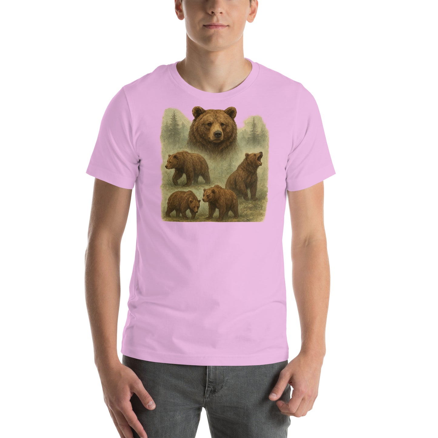 Side view of Vintage Bear Unisex T-Shirt – retro animal graphic streetwear tee.