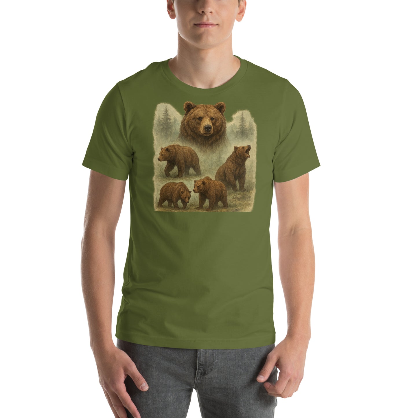 Flat lay of Vintage Bear Unisex T-Shirt – vintage bear print shirt for casual style.