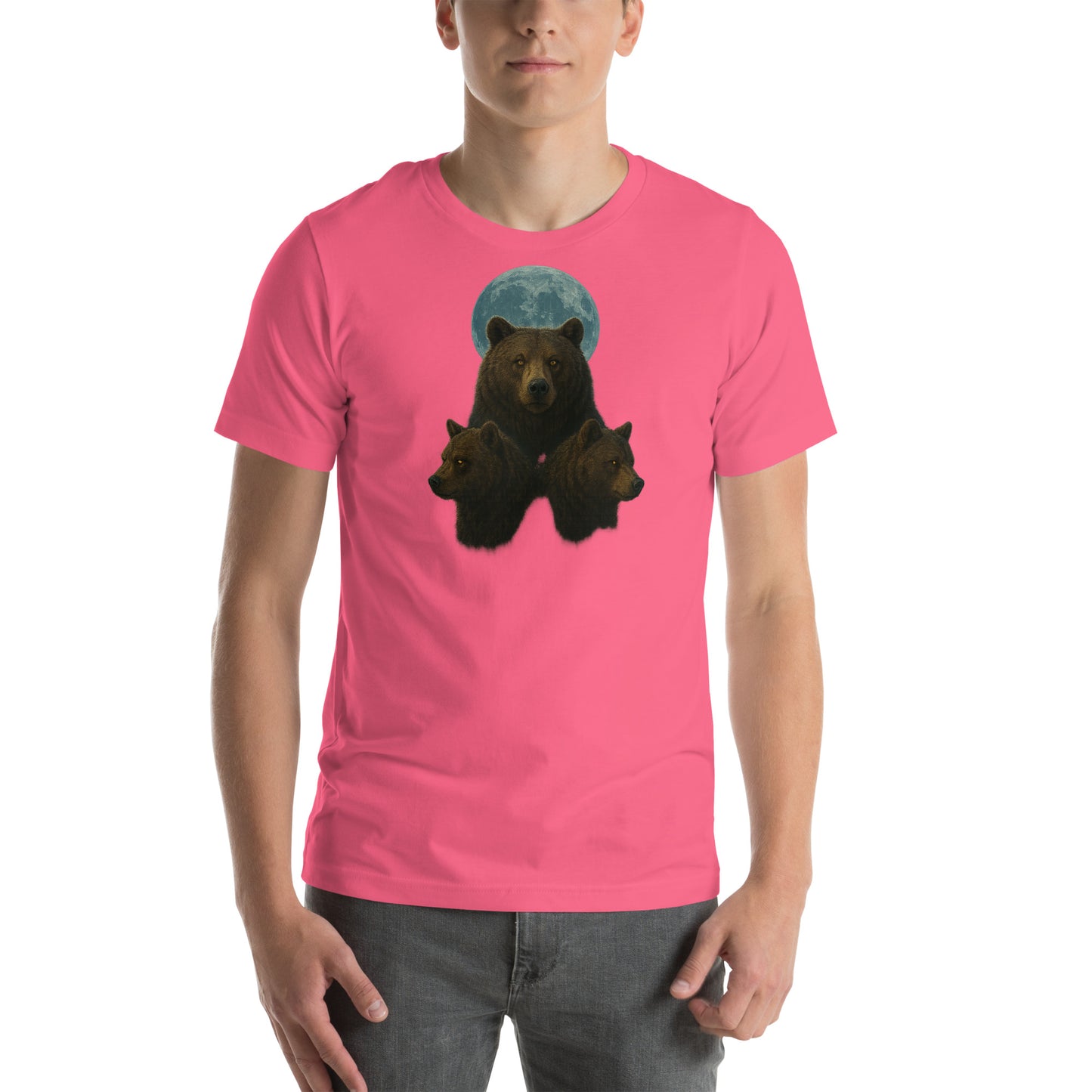 Flat lay of Three Bears Unisex T-Shirt – vintage-inspired triple bear graphic streetwear shirt.