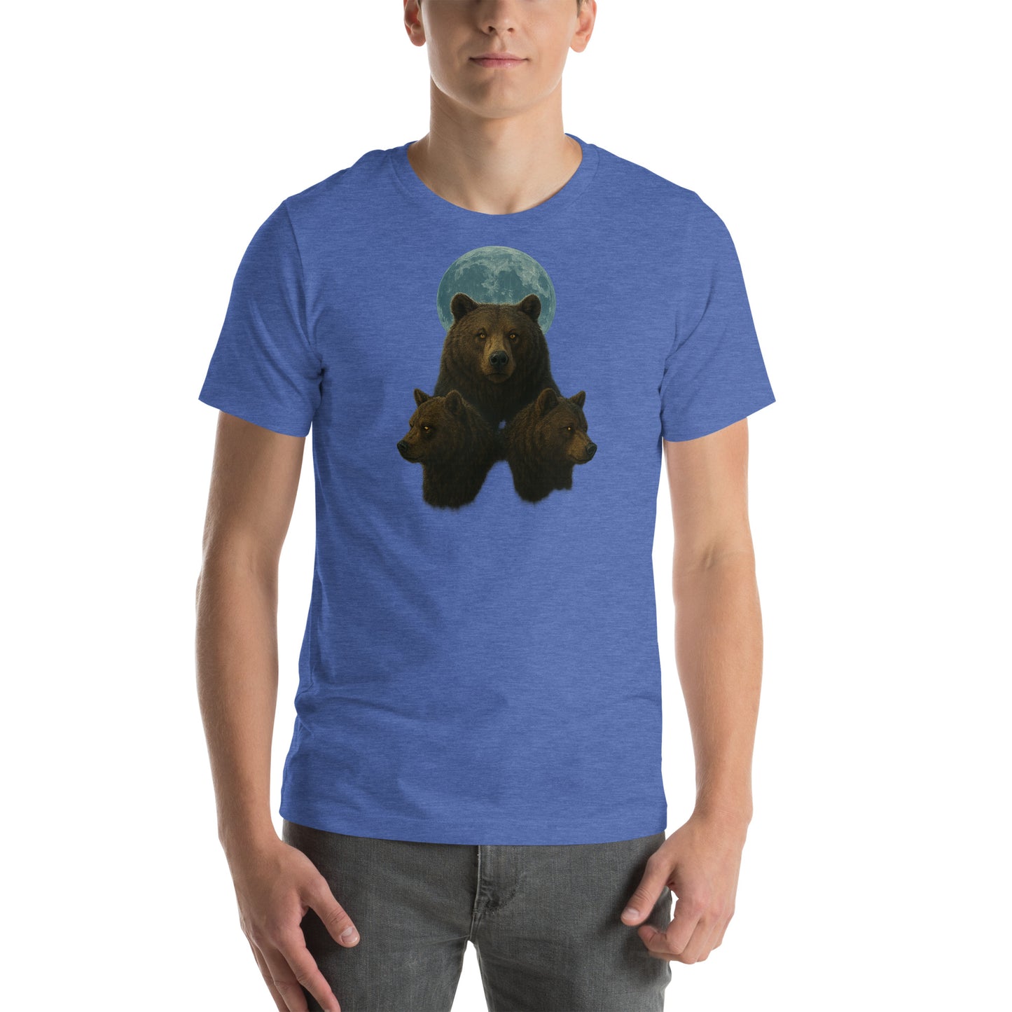 Flat lay of Three Bears Unisex T-Shirt – vintage-inspired triple bear graphic streetwear shirt.